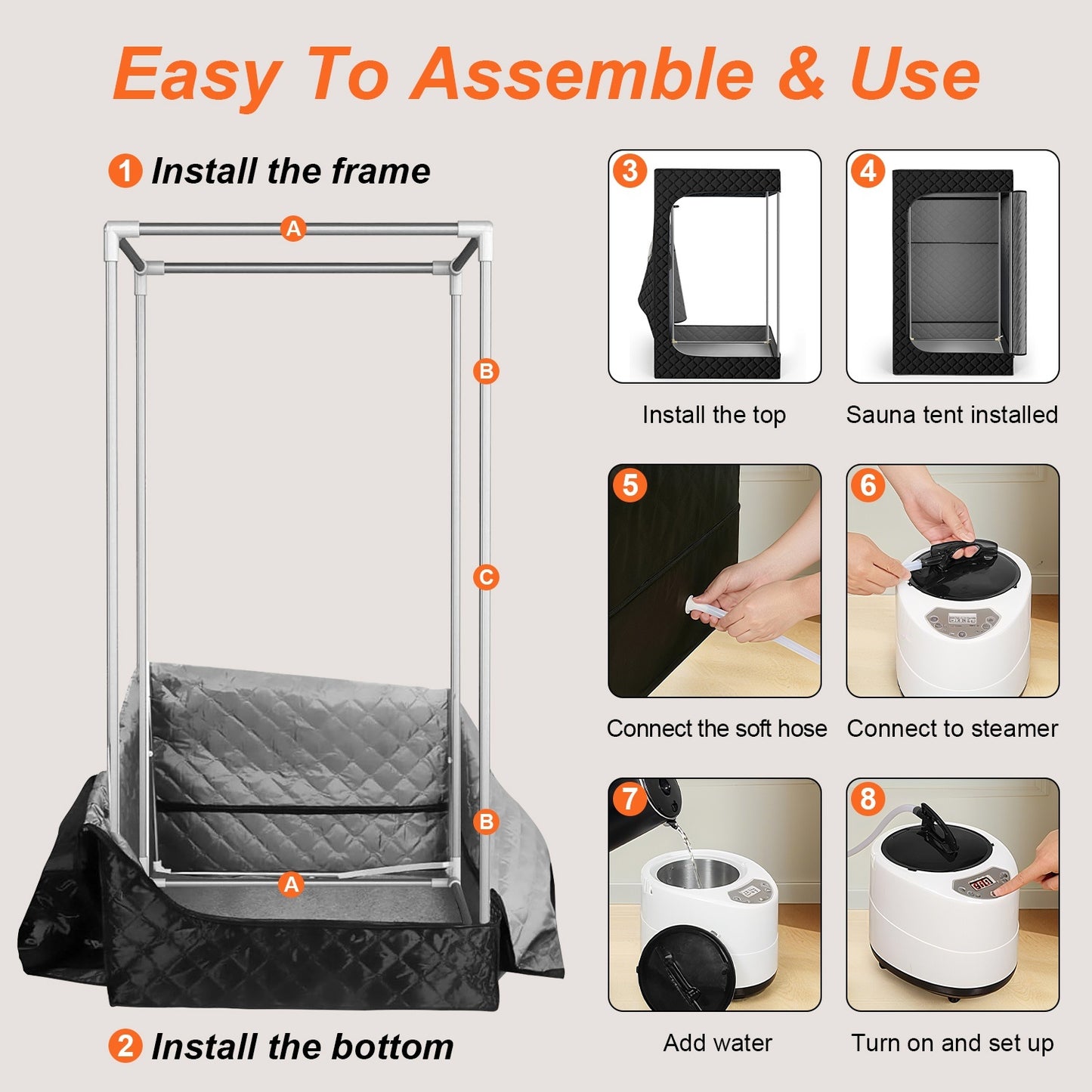2.6 Plus 2.6 Plus 5.9FTPortable Sauna Tent 1 Person Steam Sauna For Home With 3L 1200W Steamer Folding Chair Remote Control 9 Steam Output Levels 5 To 95Mins Timer