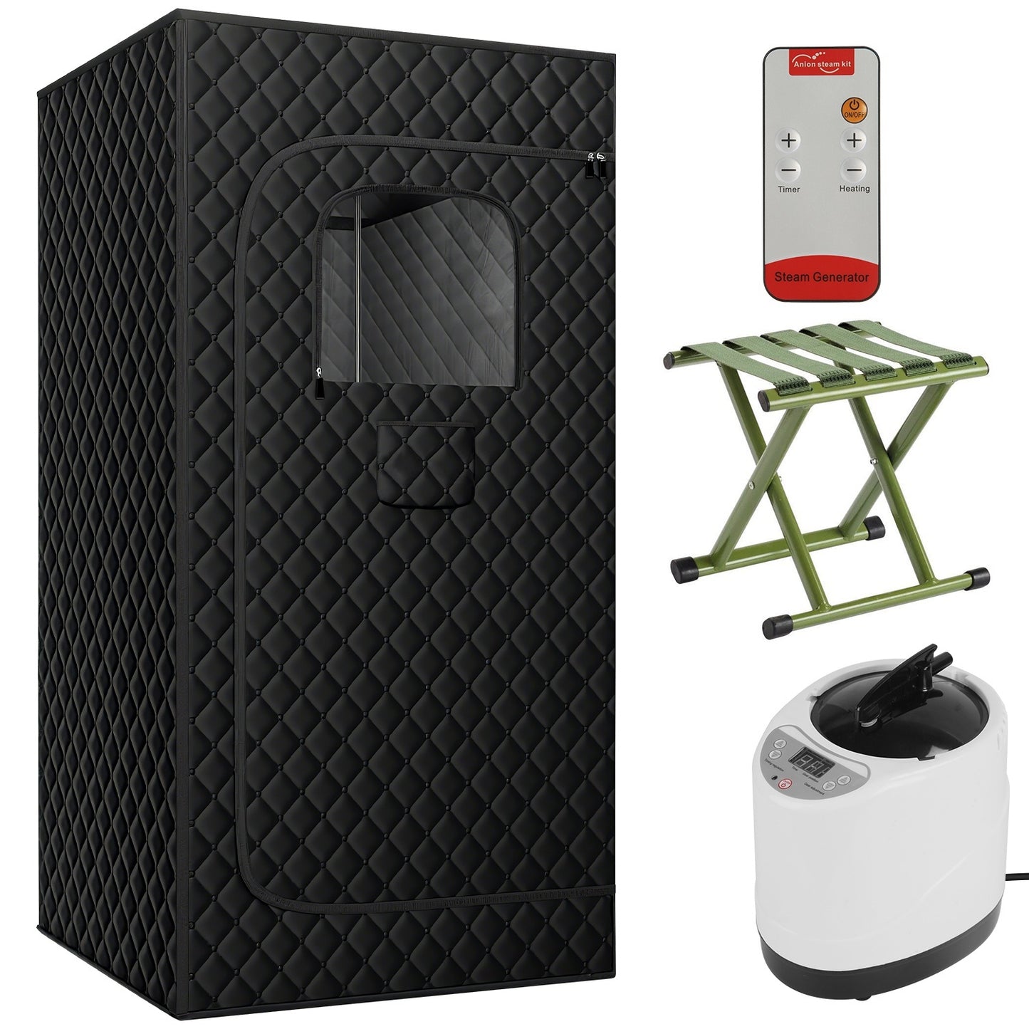 2.6 Plus 2.6 Plus 5.9FTPortable Sauna Tent 1 Person Steam Sauna For Home With 3L 1200W Steamer Folding Chair Remote Control 9 Steam Output Levels 5 To 95Mins Timer