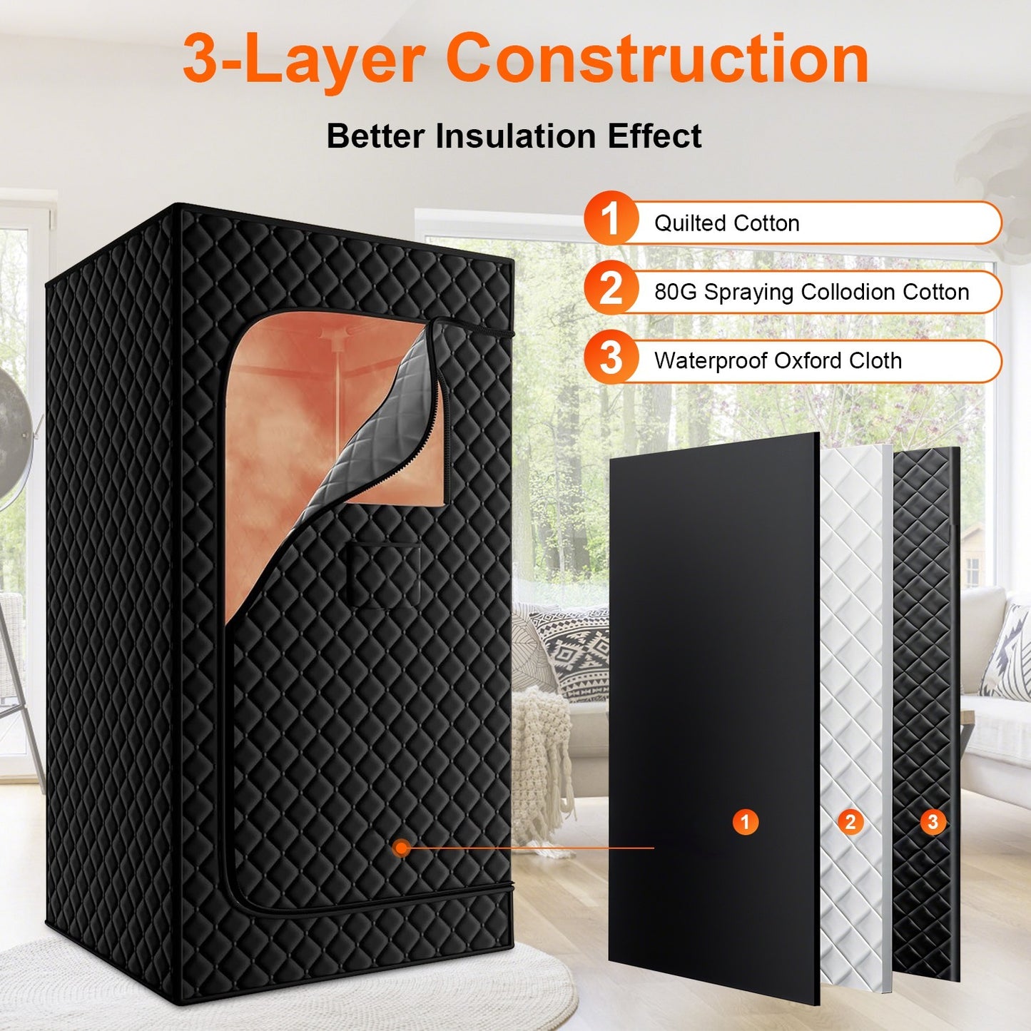2.6 Plus 2.6 Plus 5.9FTPortable Sauna Tent 1 Person Steam Sauna For Home With 3L 1200W Steamer Folding Chair Remote Control 9 Steam Output Levels 5 To 95Mins Timer