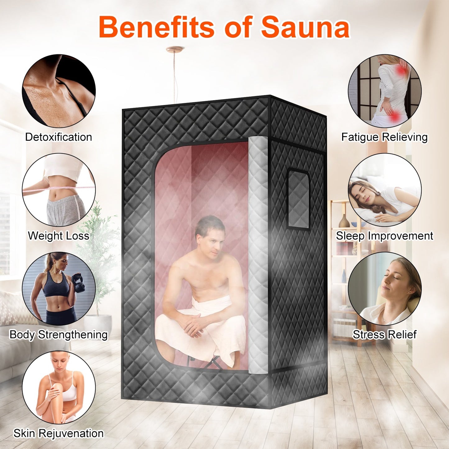 2.6 Plus 2.6 Plus 5.9FTPortable Sauna Tent 1 Person Steam Sauna For Home With 3L 1200W Steamer Folding Chair Remote Control 9 Steam Output Levels 5 To 95Mins Timer
